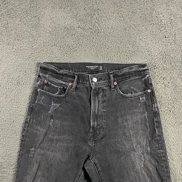 Abercrombie & Fitch Jeans Mens 32x34 Black 90s Slim Vintage Stretch Distressed - Picture 2 of 14